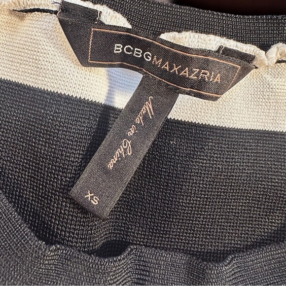 BCBG Max Azria Black & White Striped ‘Kendall’ Bandage Mini Dress Size XS - Picture 4 of 14